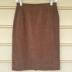 Harve Benard Brown Suede-like Pencil Skirt Square Detailing Size 4